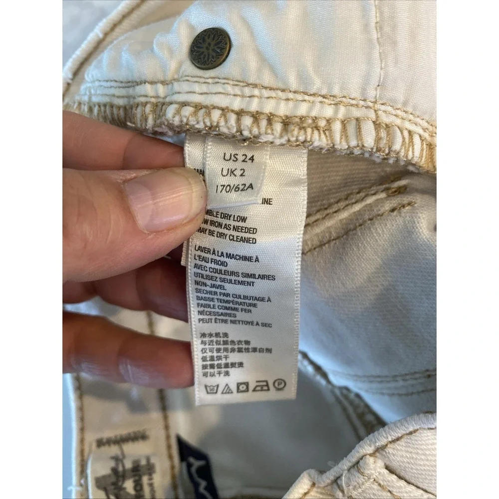 We The Free Crvy WomensJeans‎ Cream 24 High Rise Classic Boho Distressed